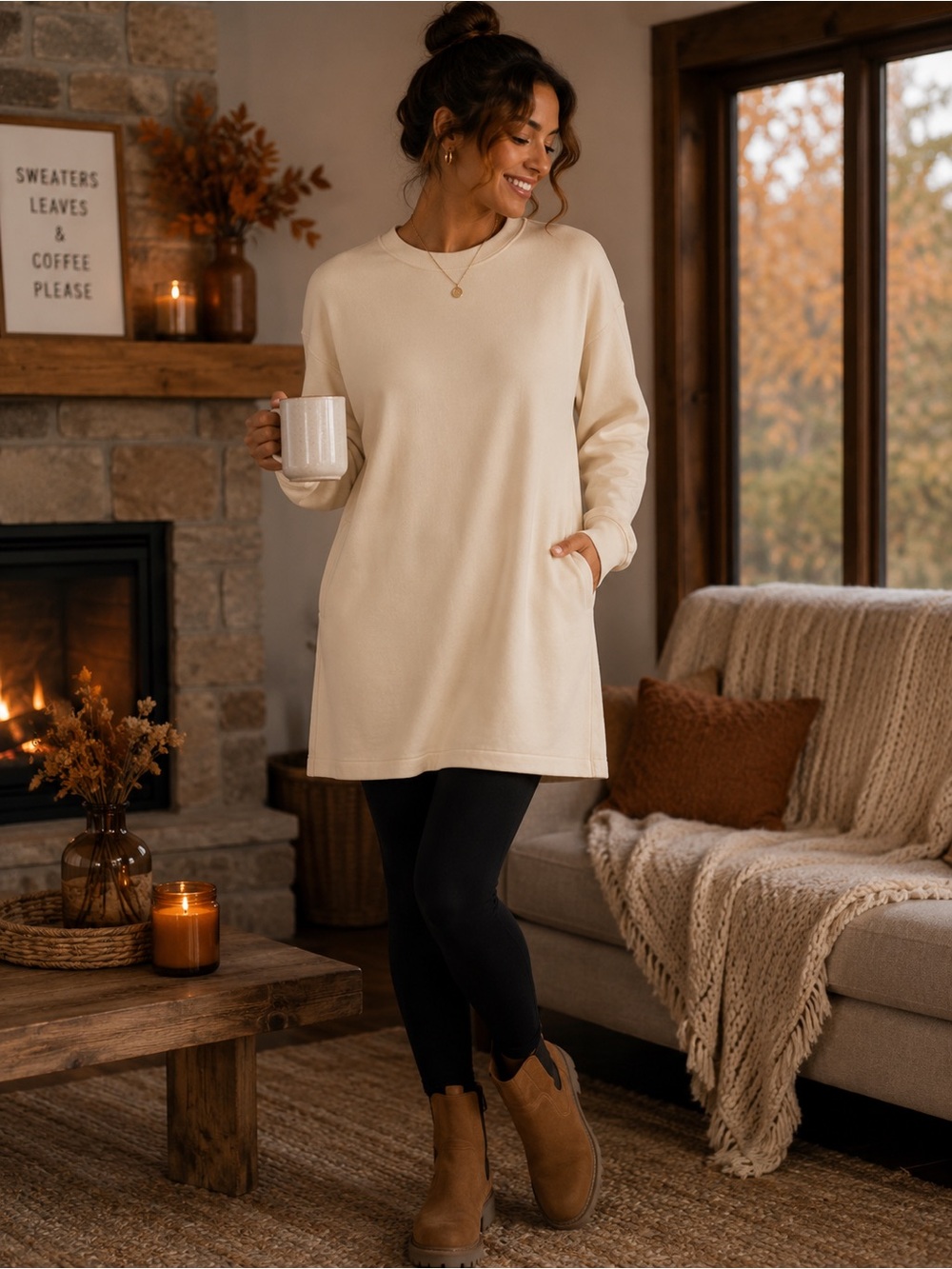 Double Zero Cream Pullover Tunic